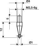 Meetinzet voor meetklokken met hardmetalen kogel D= 1,0 mm Kever