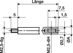 Verlengstuk voor meetklok 4 mm D= x 20 mm lang Kever
