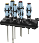 Schroevendraaierset Sleuf/PH 6 stuks in rek Wera - 3334/6 Edelstahl