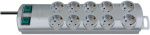 Double socket strip 10-way 2 m wall-mounted H05VV-F3G1.5 silver Brennenstuhl Primera-Line