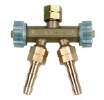 Double branch valve for oxygen G3/8" LH Rhöna