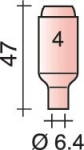 Keramisch gasmondstuk, standaard Ø 6,5 mm, maat 4 L=47 mm voor SR17/18/26