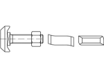 HALFEN screw type 50/30 M 16x60 head fl.=41 mm, galvanised with hexagon nut