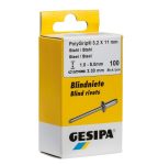 Blindklinknagel aluminium/ staal FRK 4x12 mm / klembereik 6-9 Gesipa