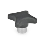 Kreuzgriff mit Buchse Edelstahl GN 6335.2-32-M6-E-NI PF schwarz, Buchse vorstehend