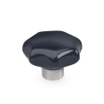 Sterngriff mit Edelstahlbuchse GN 6336.1-32-M6-E-NI PF schwarz, Gewinde-Sackloch