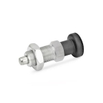 Indexing plunger stainless steel GN 617-6-AK-NI with lock nut, with knob