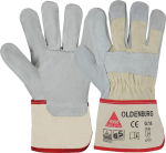 Handschuhe, Canvas Stulpe Gr.10, Rindspaltleder natur/beige Oldenburg