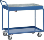 Tafelwagen met plaatstalen plateau, rooster Laadoppervlak 1000 x 600 mm max. 300 kg, TPE-banden, Fetra 2722