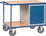Tafelwagen met 2 legplanken, 1 kast Laadoppervlak 1200 x 800 mm max. 600 kg, TPE-banden, Fetra 2433