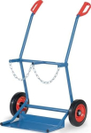 Stalen flessenwagen 1000x760 mm, voor 2x20 l stalen cilinders max.100kg, massief rubberen banden, Fetra 51006