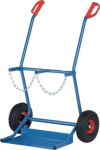 Stalen flessenwagen 1000x760 mm, voor 2x20 l stalen cilinders max. 100 kg, luchtbanden, Fetra 51007