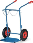 Stalen flessenwagen 1300x830 mm, voor 2x40-50 liter stalen cilinders max.150kg, massief rubberen banden, Fetra 51011