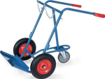 Stalen flessenwagen 1300x830 mm, voor 2x40-50 liter stalen cilinders max.150kg, massief rubberen banden, Fetra 51021