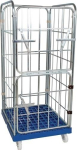 Roll container with 4 side walls LxWxH 724x815x1660 mm Polypropylene tyres gentian blue