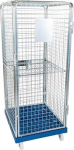 Safety roller container 3 side panels L724xW815xH1800mm, hinged door Polypropylene tyres blue