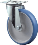Lenkrolle Kunststoffrad Rollenlager Ø 100 mm, H 128 mm, Platte 104x80 mm blau, Ku-Felge Tragkraft 125 kg