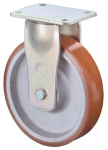 Bokwiel Polyurentan wiel Kogellager Ø 250 mm, H 295 mm, plaat 138x110 mm Gegoten velg, draagvermogen 1300 kg