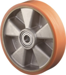 Rad Polyurethanlaufffläche Kugellager Ø 150 mm, Achs-Ø 20 mm Naben-L 60 mm orange, Alufelge Tragkraft 550 kg