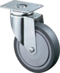 Castor Rubber wheel Ball bearing Ø 125 mm, H 162.5 mm, plate 95x70 mm grey, Ku-rim Load capacity 100 kg