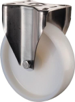 Bockrolle Kunststoffrad, Gleitlager Ø 50 mm, H 70 mm, Platte 60x60 mm Edelstahl, grau Tragkraft 55 kg