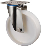 Lenkrolle, Gummirad, Gleitlager Ø 50 mm, H 70 mm, Platte 60x60 mm Edelstahl, grau Tragkraft 55 kg