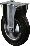 Bokwiel Rubber wiel Rollager Ø 160 mm, H 195 mm, plaat 135x110 mm zwart, St-rand Draagvermogen 135 kg