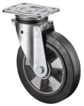 Zwenkwiel Elastisch wiel Kogellager Ø 125 mm, H 178 mm, plaat 138x110 mm zwart, aluminium velgen Draagvermogen 220 kg