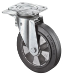 Zwenkwiel Elastisch wiel Kogellager Ø 200 mm, H 255 mm, plaat 138x110 mm zwart, aluminium velgen Vast Draagvermogen 450 kg