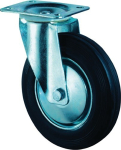 Zwenkwiel Rubber wiel met draadbescherming Ø 80 mm, H 105 mm, plaat 104x80 mm zwart, St-rim Draagvermogen 50 kg