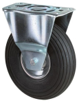 Vast zwenkwiel Rubber wiel met luchtbanden Ø 260 mm, H 295 mm, gegroefd profiel zwart, St-rim Draagvermogen 200 kg