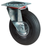 Lenkrolle luftbereift Rollenlager Ø 200 mm, H 235 mm, Platte 135x105 mm schwarz, St-Felge Tragkraft 75 kg