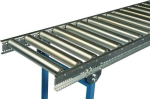 Lightweight roller conveyor WxL 300x3000 mm Pitch 75 with steel castors, galvanised