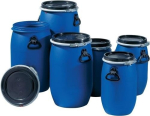 Weithalsfass Inhalt 30 l PE blau, 2 Tragegriffe Einfüllöffnung-Ø 255 mm, Graf