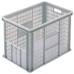 Lagerbehälter, Stirnwand 1/2 offen LxBxH 600x400x410 mm, blau Seitenwände durchbrochen