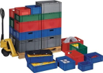 Transportstapelbehälter LxBxH 600x400x175 mm, grau PP VE = 1 Stück, Seitenwände geschlossen