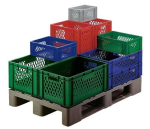 Transportstapelbehälter, Durchfassgriff LxBxH 600x400x320 mm, rot PP Seitenwände durchbrochen