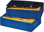 Deksel voor transportstapeldoos LxB 600x400 mm, zwart PP, doos =4 stuks