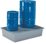 Collecting tray 220 l for 2x200 l LxWxH 1280x850x290 mm GRP, with galvanised grating