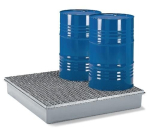 Collecting tray 220 l for 4x200 l LxWxH 1280x1280x210 mm GRP, with GRP grating