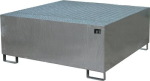 Auffangwanne 1000 l BxTxH 1460x1460x620 mm Stahlblech mit Gitterrost, silber