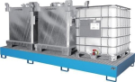 Auffangwanne 1000 l BxTxH 3850x1300x340 mm Stahlblech mit Gitterrost, lichtblau