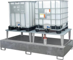 Auffangwanne 1000 l BxTxH 2650x1460x883 mm Stahlblech mit Gitterrost, silber