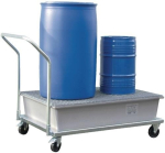 Mobile drip tray 220 l LxWxH 1520x860x1080 mm GRP, with grating, max. load 800 kg