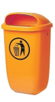 Afvalbak 50 liter oranje, met muts SULO DIN30713