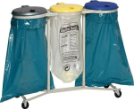 Mobile triple waste bin Lid silver,yellow,blue