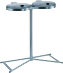 Stationary 2-compartment waste bin W 850xD 480xH 980 mm Silver lid