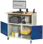 Computerbureau H1100xB1100xD800 mm mobiel antracietgrijs/ gentiaanblauw