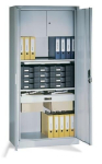 Fachboden für Flügeltürenschrank BxT 930x400 mm lichtgrau, mit Auszugplatte
