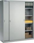 Schuifdeurkast 1000x1600x600 mm, 4 legplanken Scheidingswand, lichtgrijs/lichtgrijs